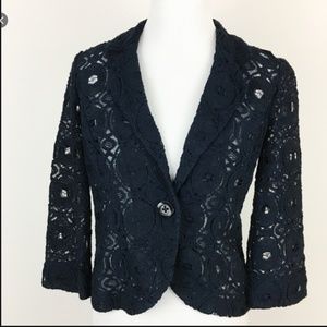 Anthropologie Tabitha Delphinium Lace Blazer
